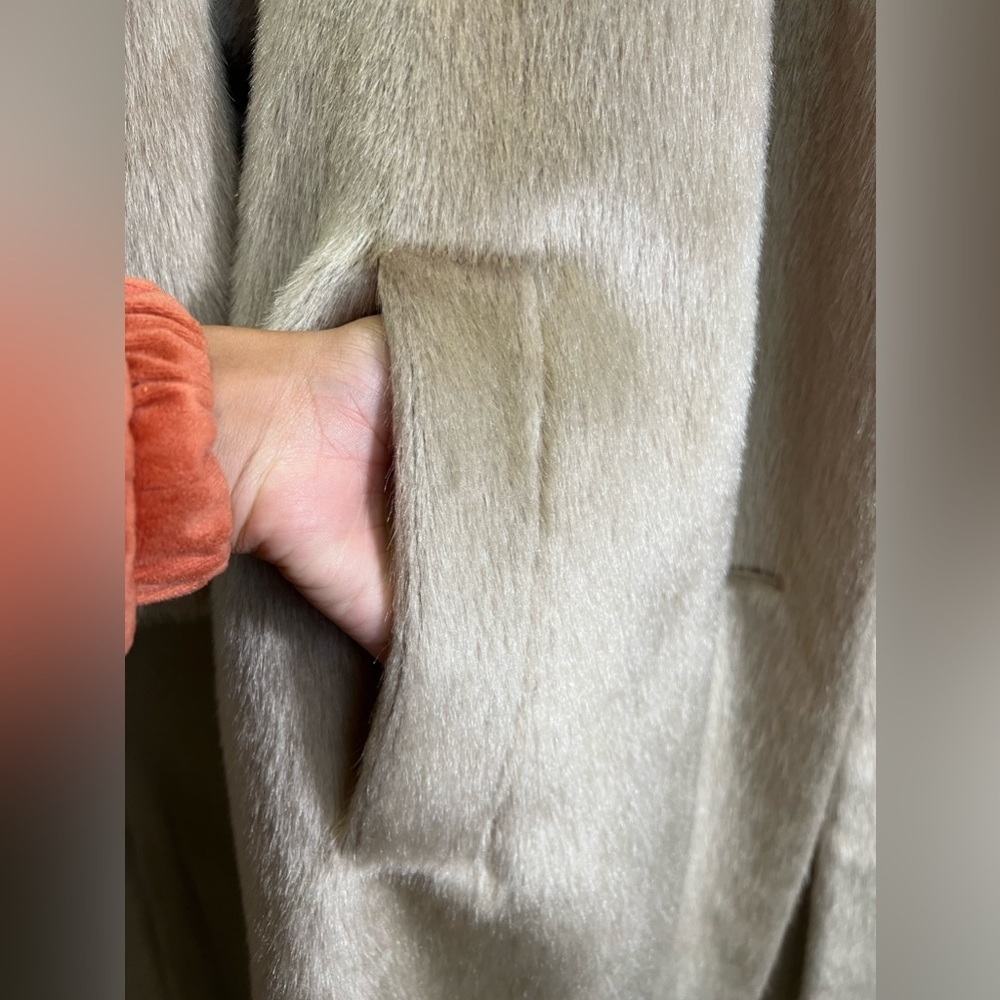 Vintage Brazotta Faux Fur Trench Coat M - Picture 4 of 6